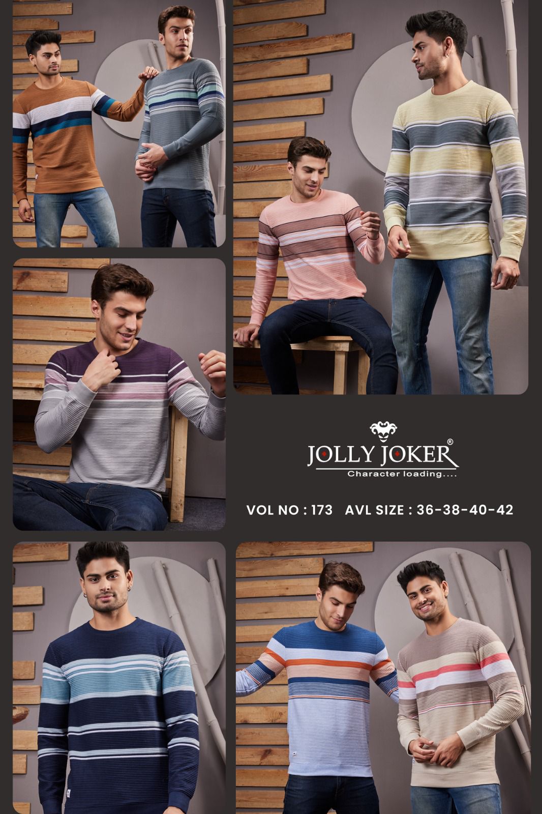 Full Sleeves Vol 173 Jolly Joker Knit Mens Tshirts Wholesale Price