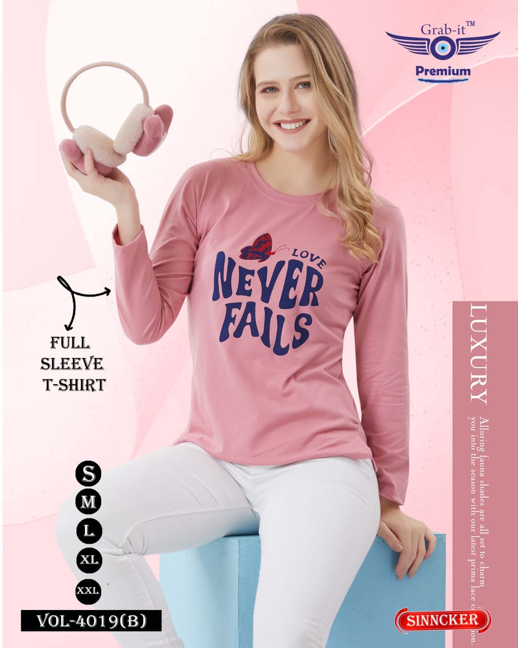 Full Sleeves Vol 4019 B Grab It Sinker Women Tshirt Exporter Gujarat
