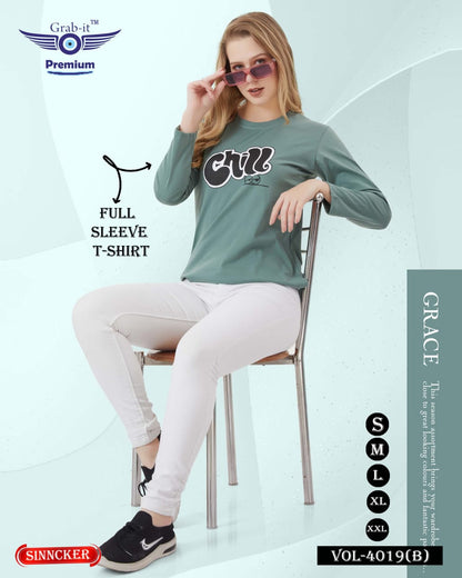 Full Sleeves Vol 4019 B Grab It Sinker Women Tshirt Exporter Gujarat
