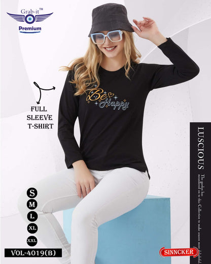 Full Sleeves Vol 4019 B Grab It Sinker Women Tshirt Exporter Gujarat