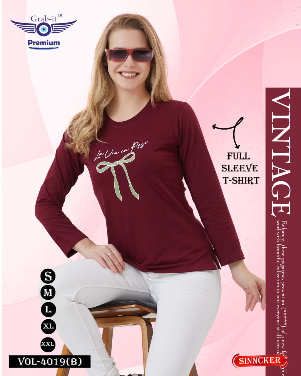 Full Sleeves Vol 4019 B Grab It Sinker Women Tshirt Exporter Gujarat