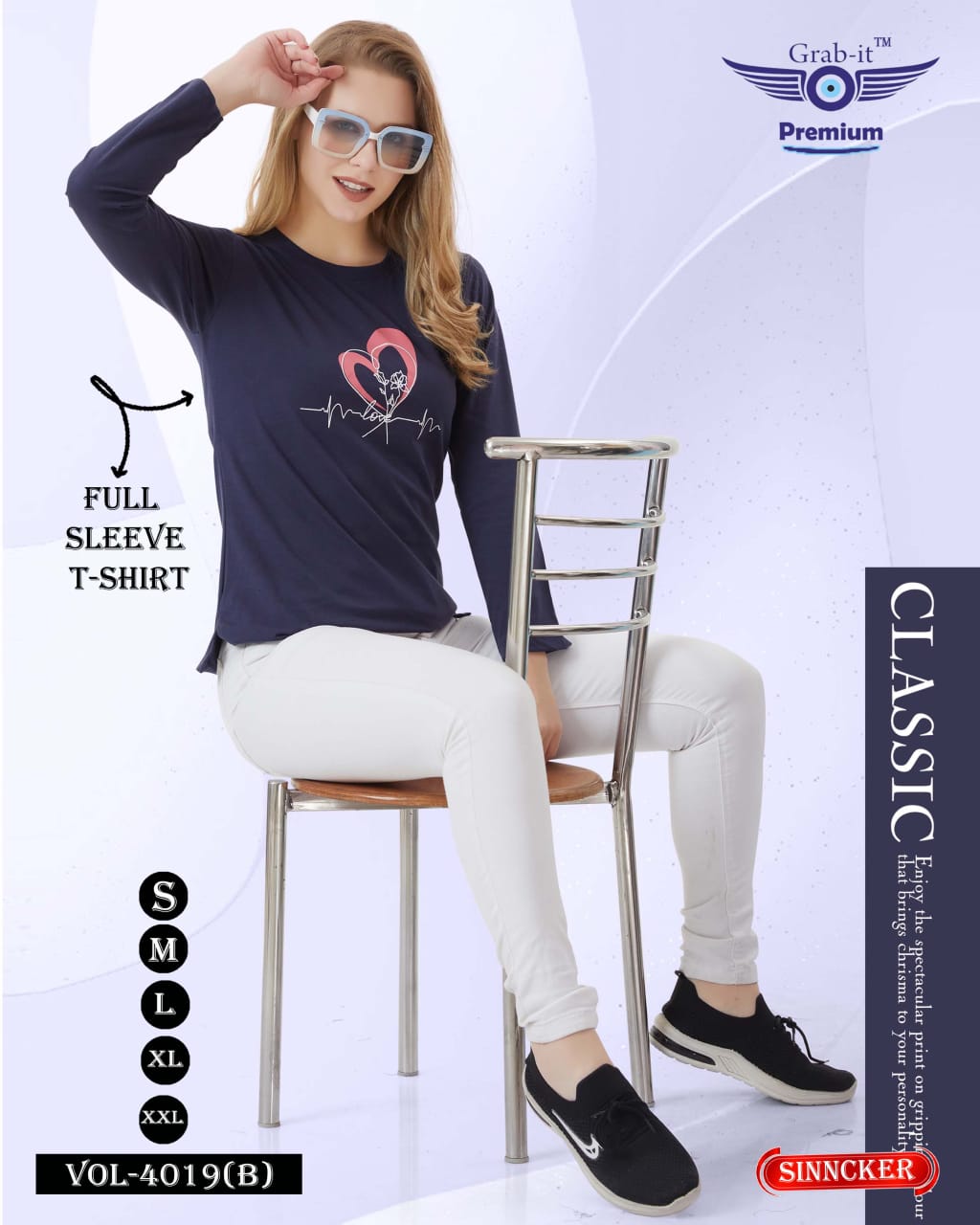 Full Sleeves Vol 4019 B Grab It Sinker Women Tshirt Exporter Gujarat