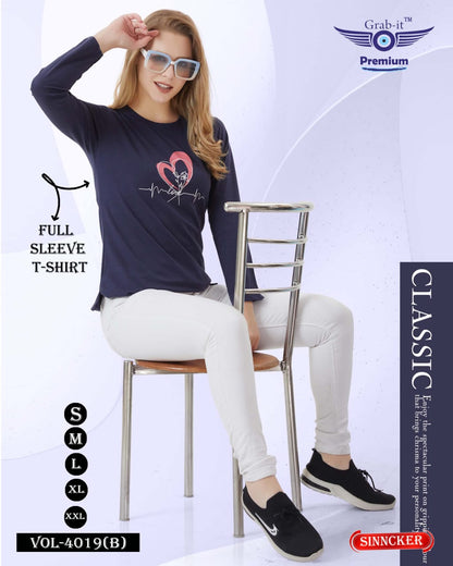 Full Sleeves Vol 4019 B Grab It Sinker Women Tshirt Exporter Gujarat