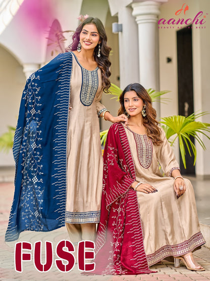 Fuse Aanchi Vichitra Silk Readymade Anarkali Suits Supplier India