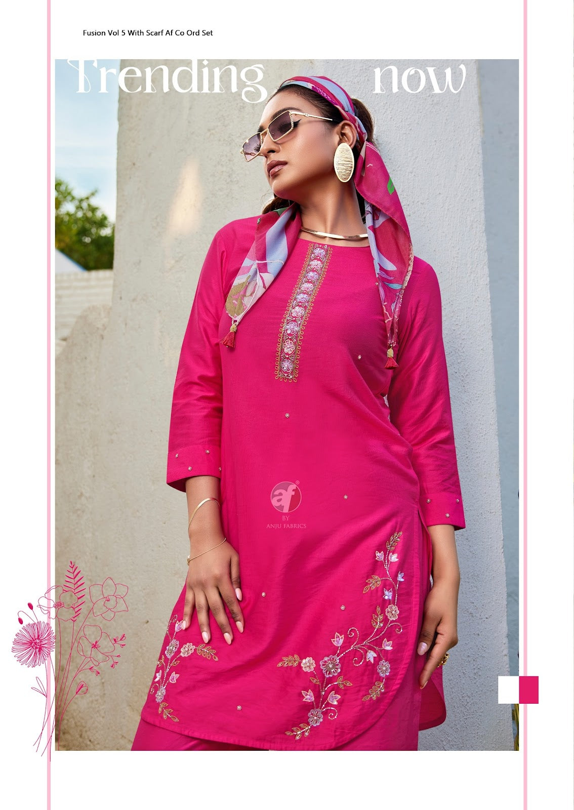 Fusion Vol 5 With Scarf Af Viscose Nylon Co Ord Set Supplier Gujarat