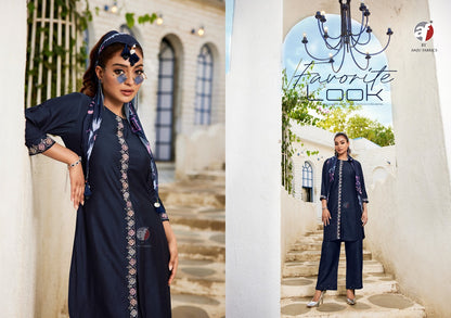 Fusion Vol 5 With Scarf Af Viscose Nylon Co Ord Set Supplier Gujarat