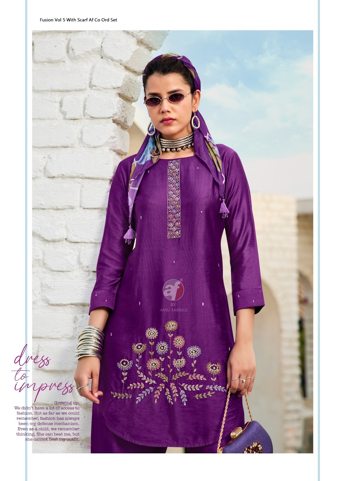 Fusion Vol 5 With Scarf Af Viscose Nylon Co Ord Set Supplier Gujarat