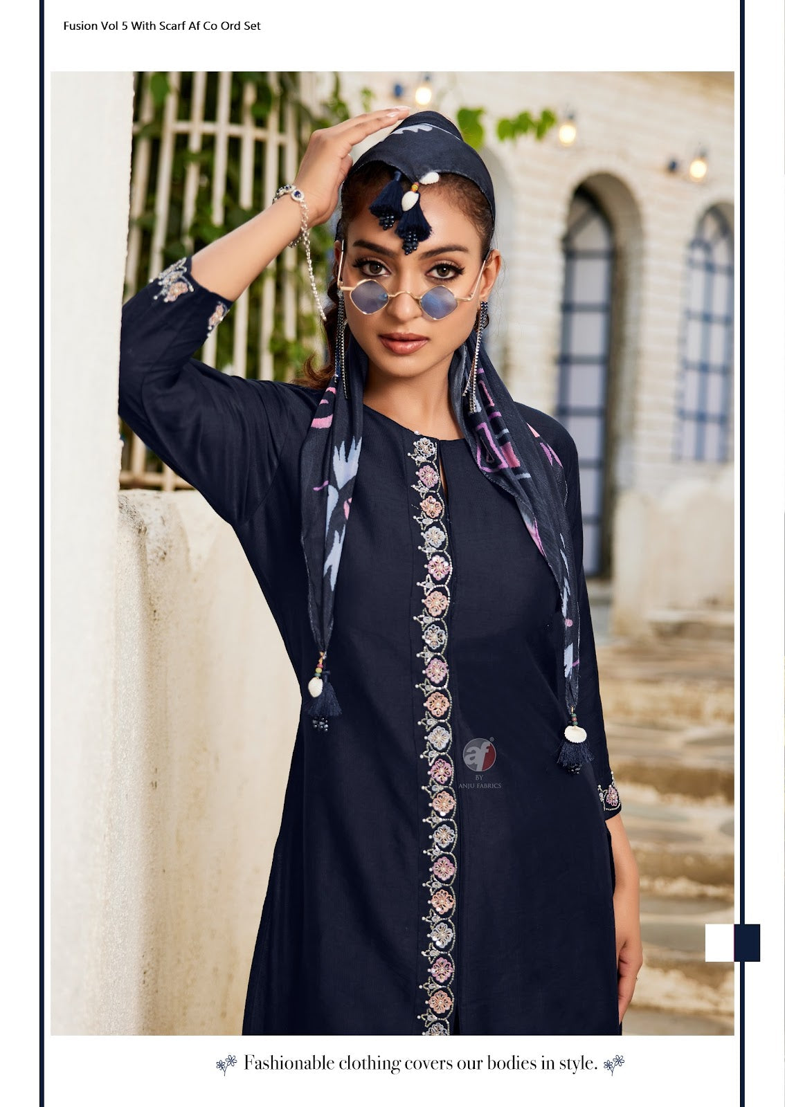 Fusion Vol 5 With Scarf Af Viscose Nylon Co Ord Set Supplier Gujarat