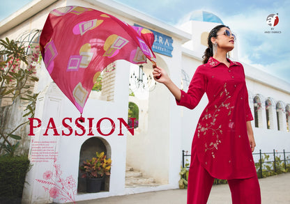 Fusion Vol 5 With Scarf Af Viscose Nylon Co Ord Set Supplier Gujarat