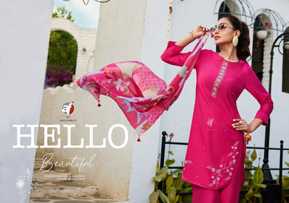 Fusion Vol 5 With Scarf Af Viscose Nylon Co Ord Set Supplier Gujarat