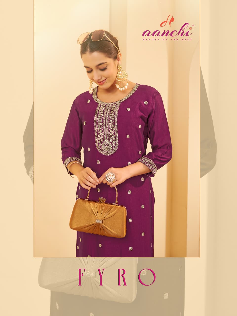 Fyro Aanchi Vichitra Silk Long Straight Kurti Wholesale Price