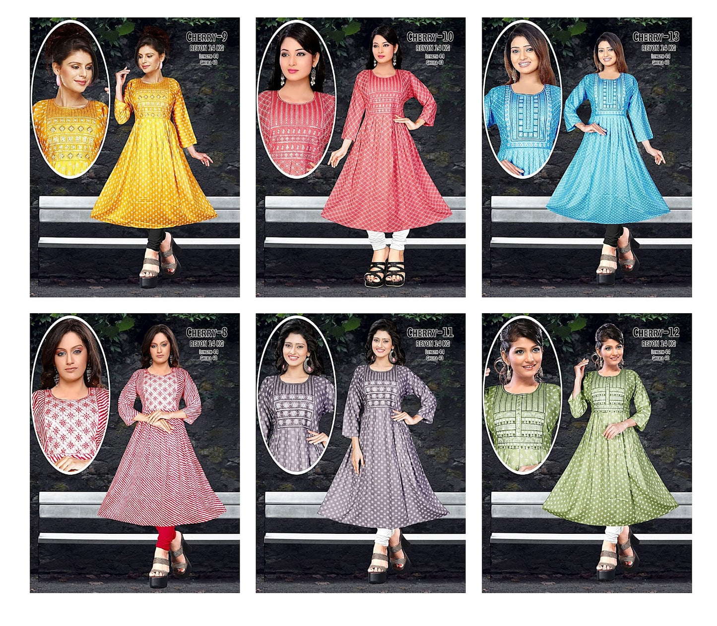 New Cherry 1308 Ayg Rayon 14Kg Anarkali Kurtis Manufacturer Gujarat