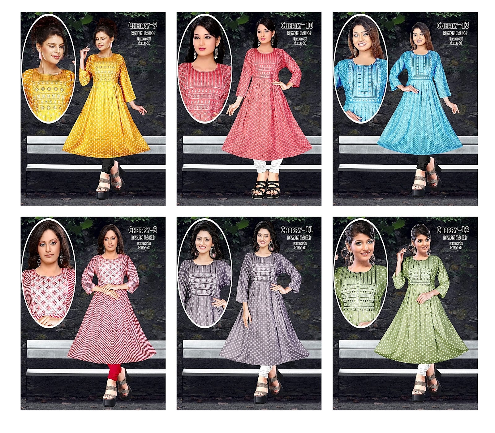 New Cherry 1308 Ayg Rayon 14Kg Anarkali Kurtis Manufacturer Gujarat
