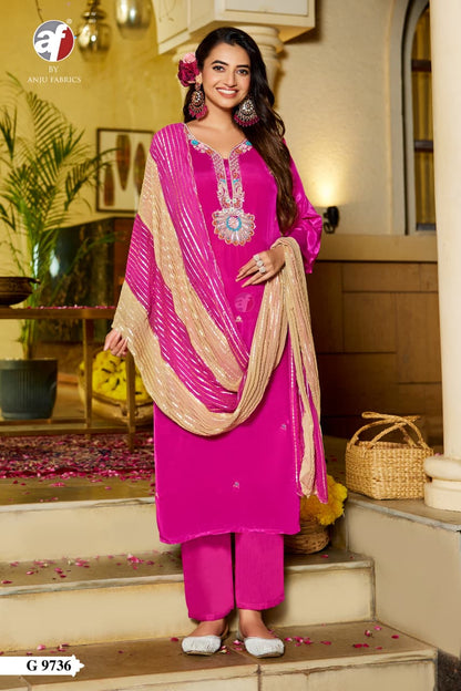 G 9735-37 Af Crepe Readymade Pant Style Suits Manufacturer India