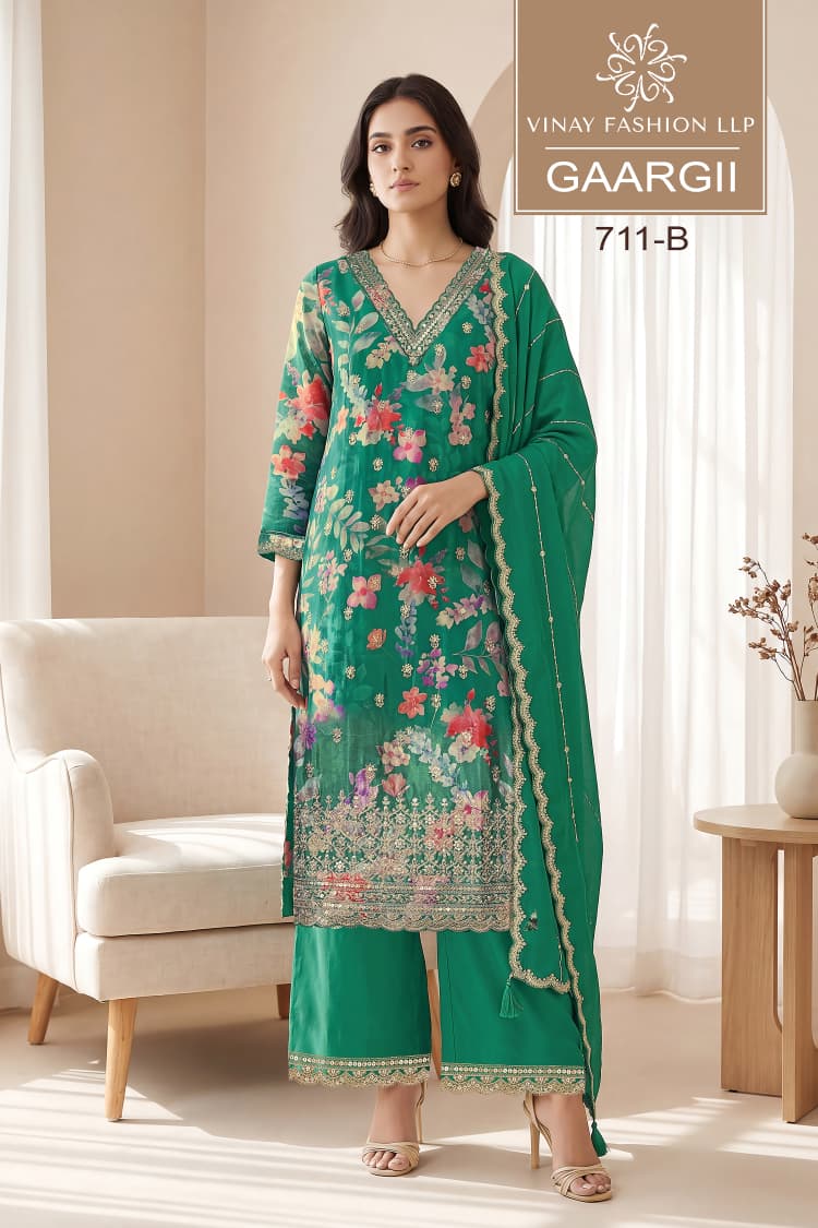 Gaargii Kuleesh Vinay Fashion Llp Chinnon Pant Style Suits Supplier