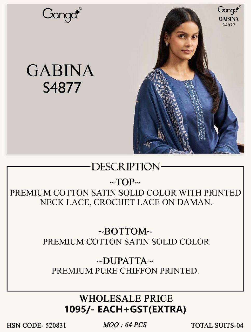 Gabina S4877 Ganga Cotton Satin Pant Style Suits Manufacturer