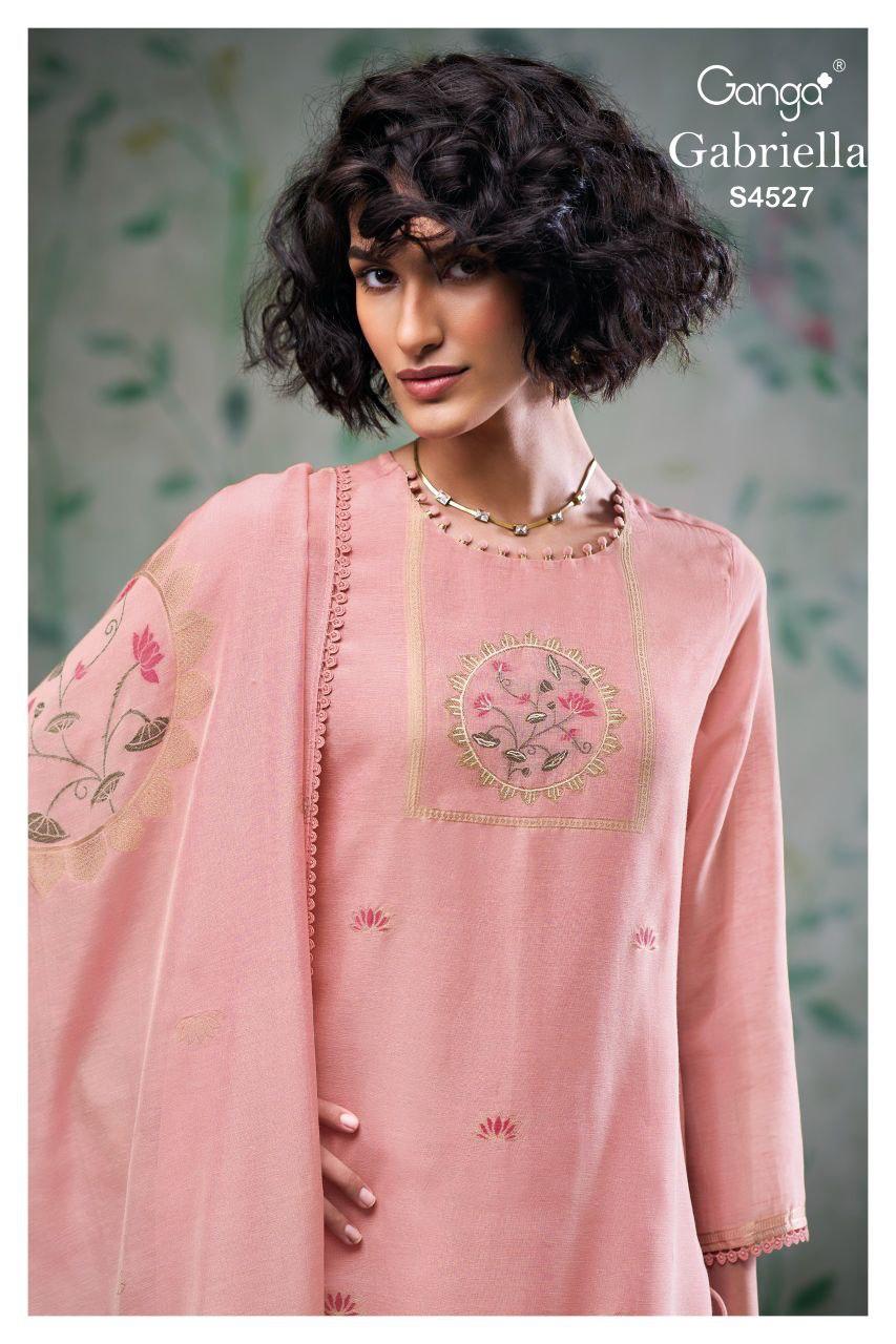 Gabriella 4527 Ganga Silk Jacquard Plazzo Style Suits Exporter India
