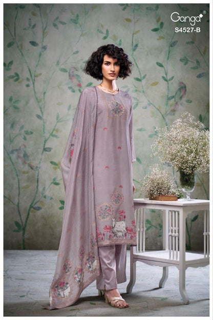 Gabriella 4527 Ganga Silk Jacquard Plazzo Style Suits Exporter India