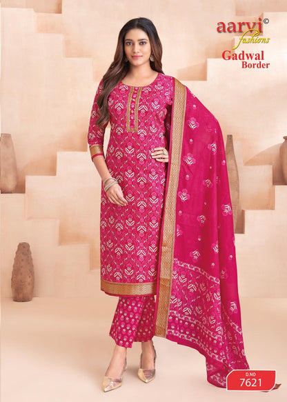 Gadwal Border Vol 11 Aarvi Fashions Readymade Cotton Pant Suits Exporter India