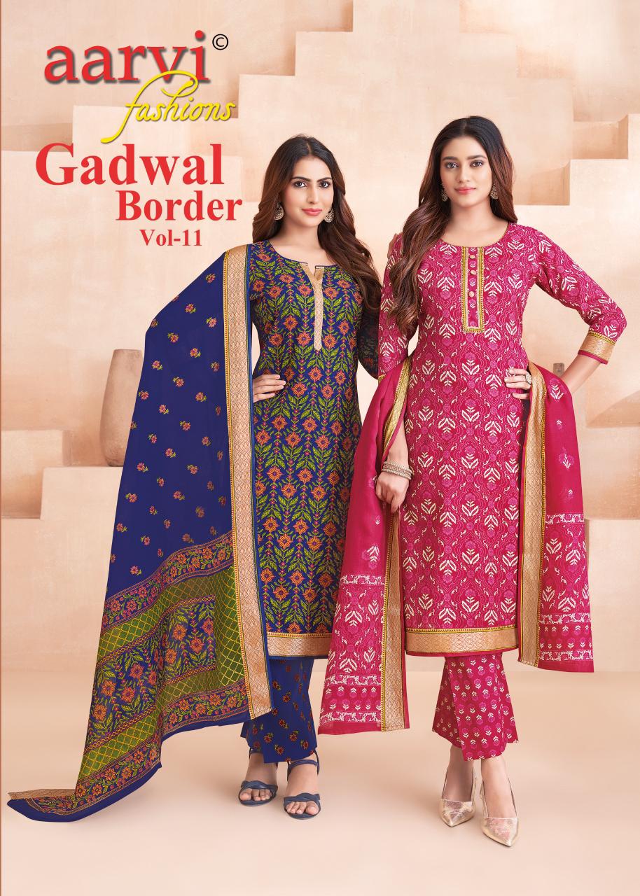 Gadwal Border Vol 11 Aarvi Fashions Readymade Cotton Pant Suits Exporter India
