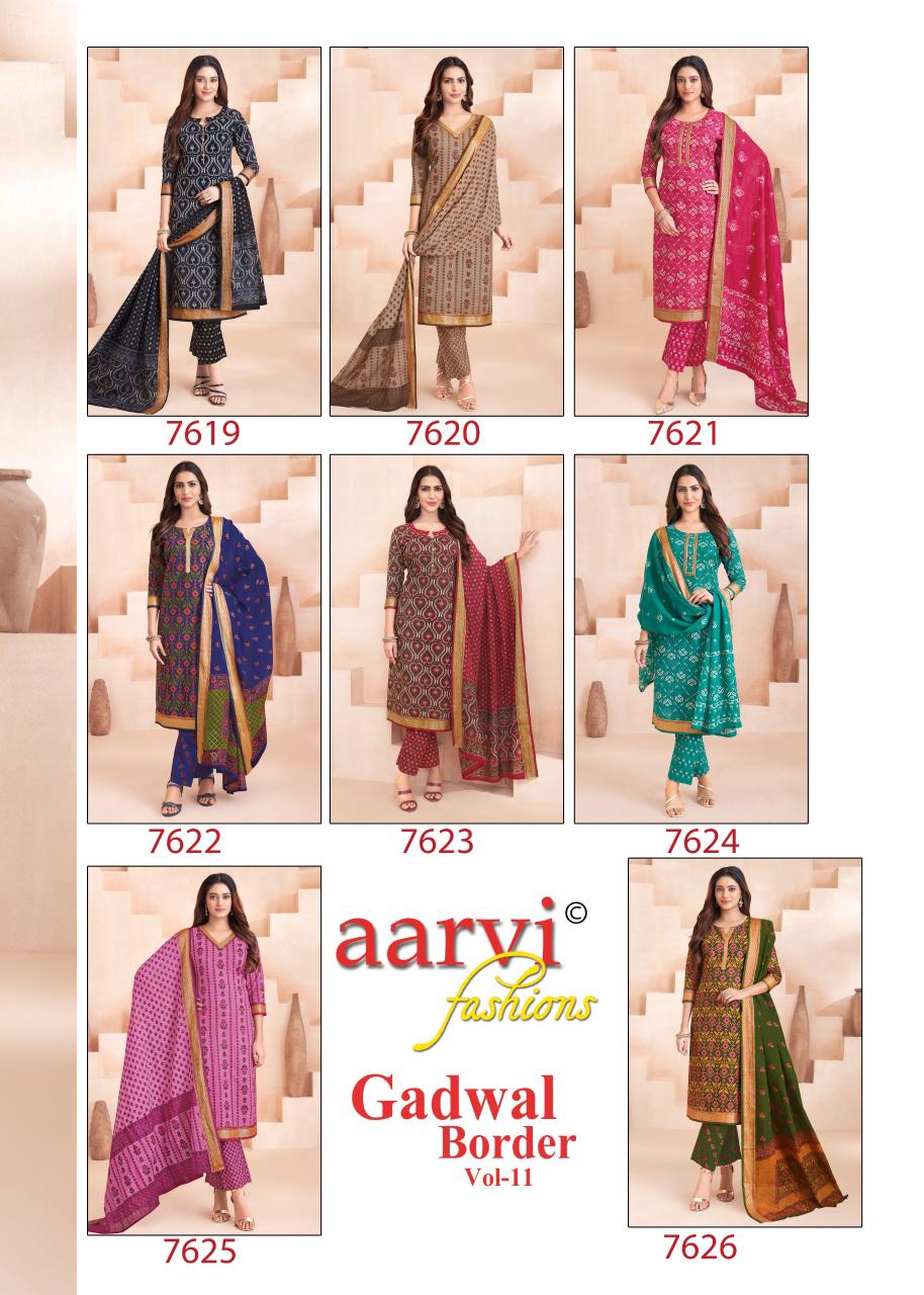 Gadwal Border Vol 11 Aarvi Fashions Readymade Cotton Pant Suits Exporter India