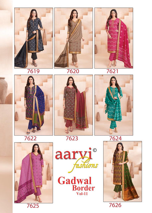 Gadwal Border Vol 11 Aarvi Fashions Readymade Cotton Pant Suits Exporter India