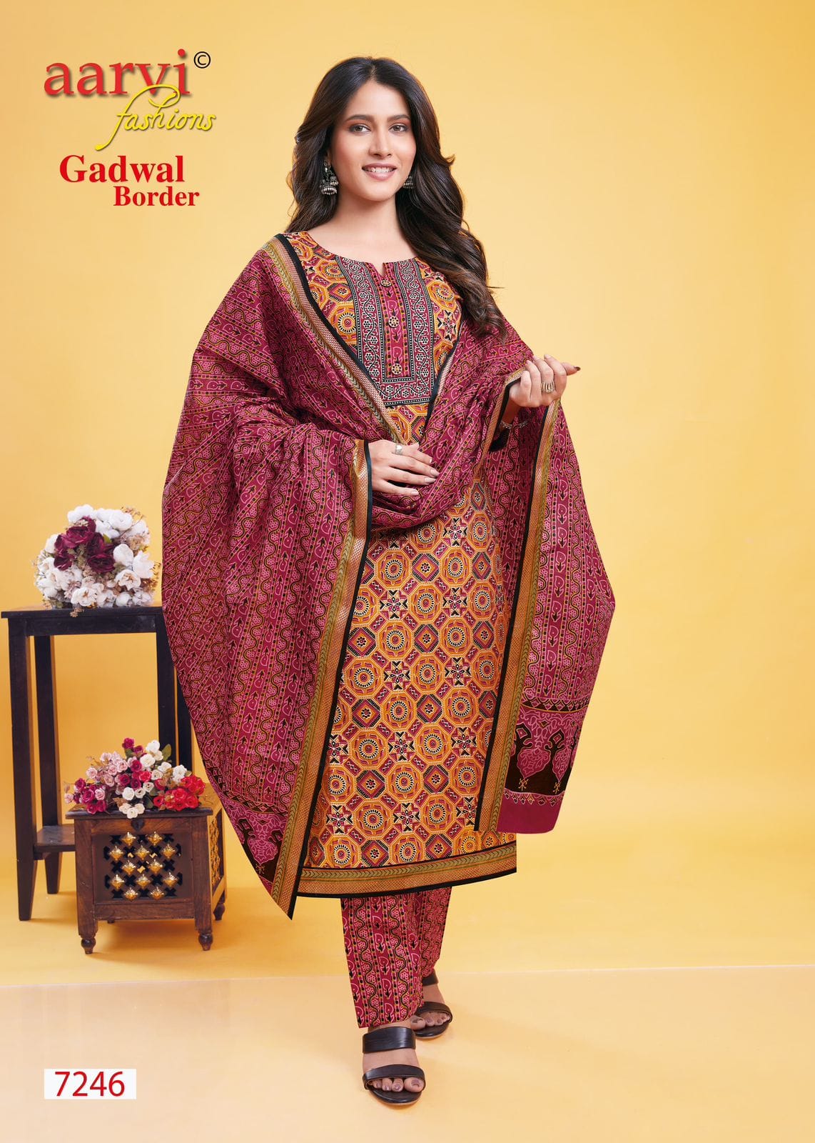 Gadwal Border Vol 9 Aarvi Fashions Cambric Cotton Dress Material Wholesale Rate