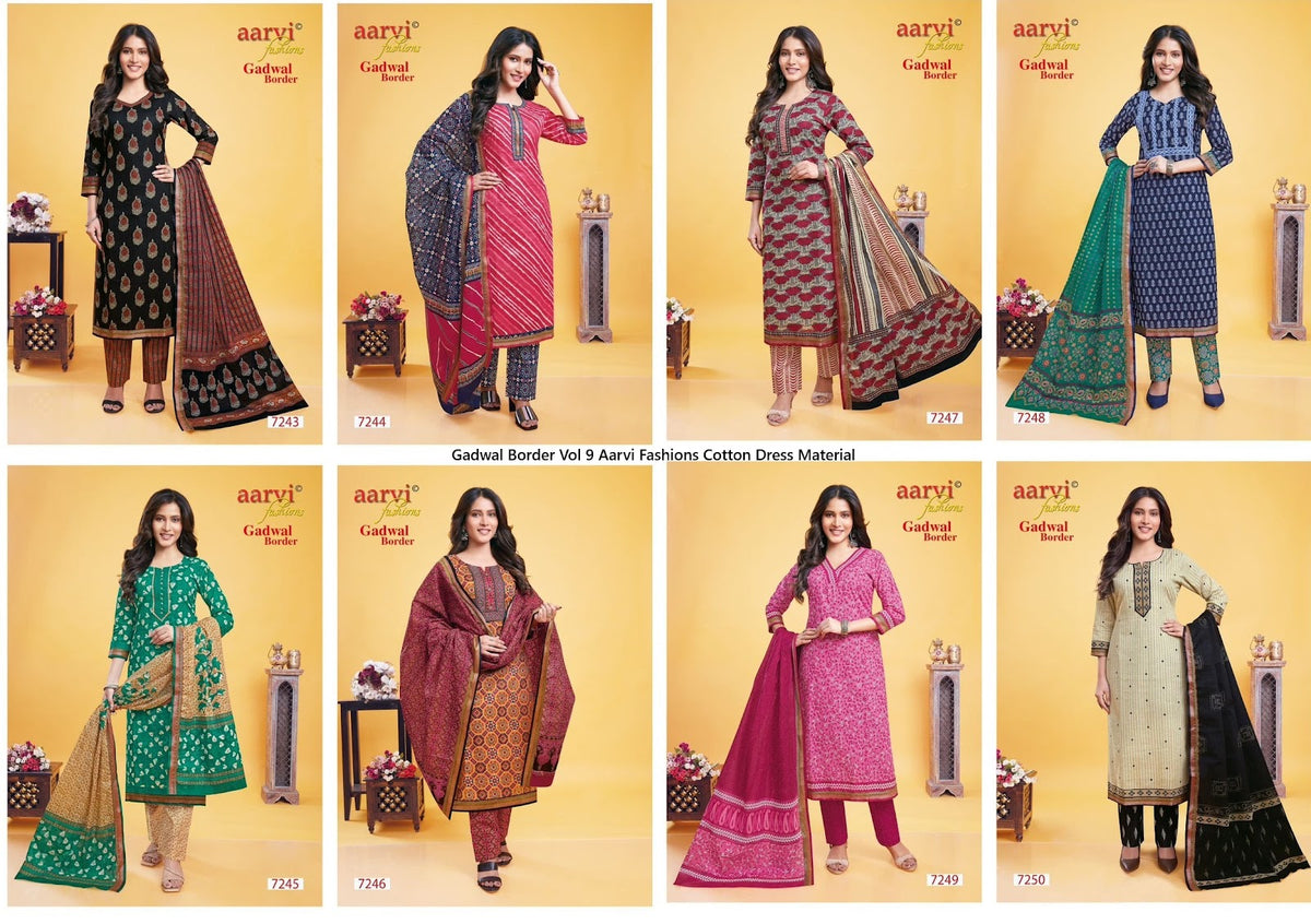 Gadwal Border Vol 9 Aarvi Fashions Cambric Cotton Dress Material Wholesale Rate