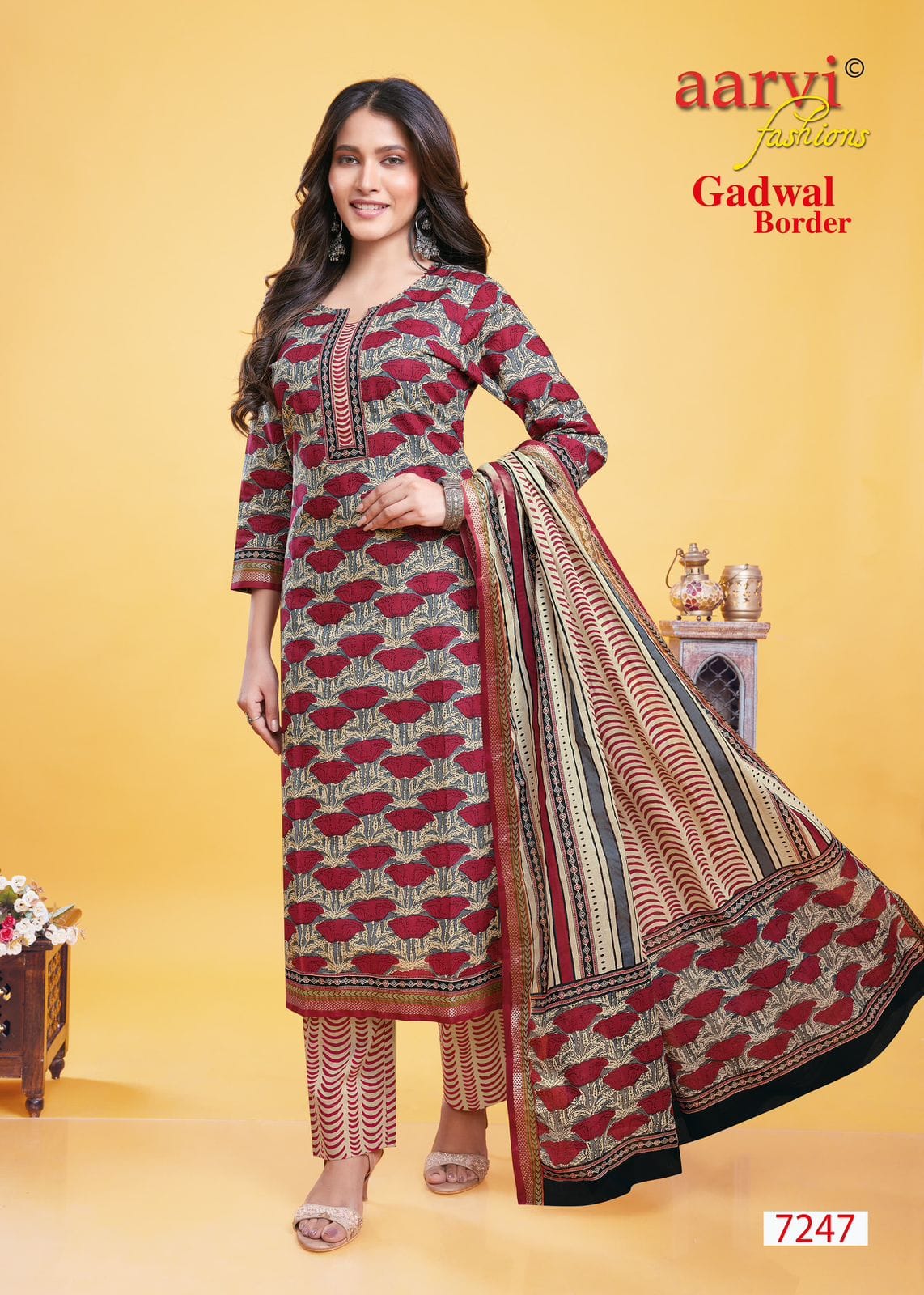 Gadwal Border Vol 9 Aarvi Fashions Cambric Cotton Dress Material Wholesale Rate