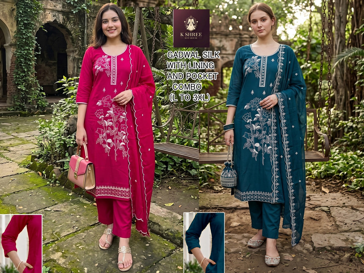 Gadwal Silk 0710 K Shree Readymade Pant Style Suits Exporter
