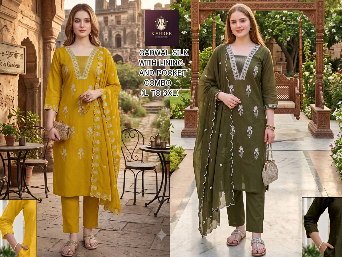 Gadwal Silk 0710 K Shree Readymade Pant Style Suits Exporter