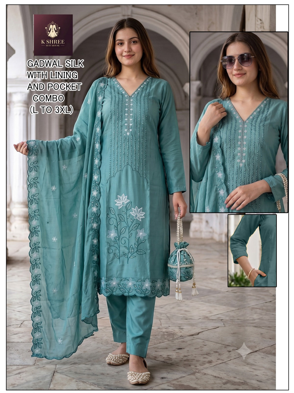 Gadwal Silk 0710 K Shree Readymade Pant Style Suits Exporter
