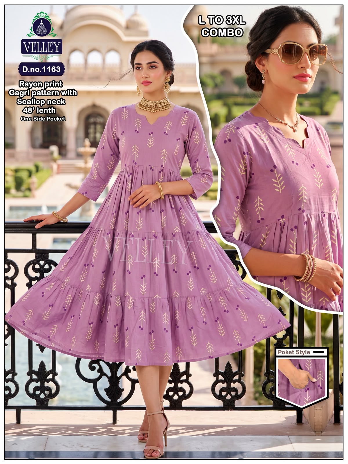 Gagri Pattern 1010 Velley Rayon Anarkali Kurtis Wholesale Price