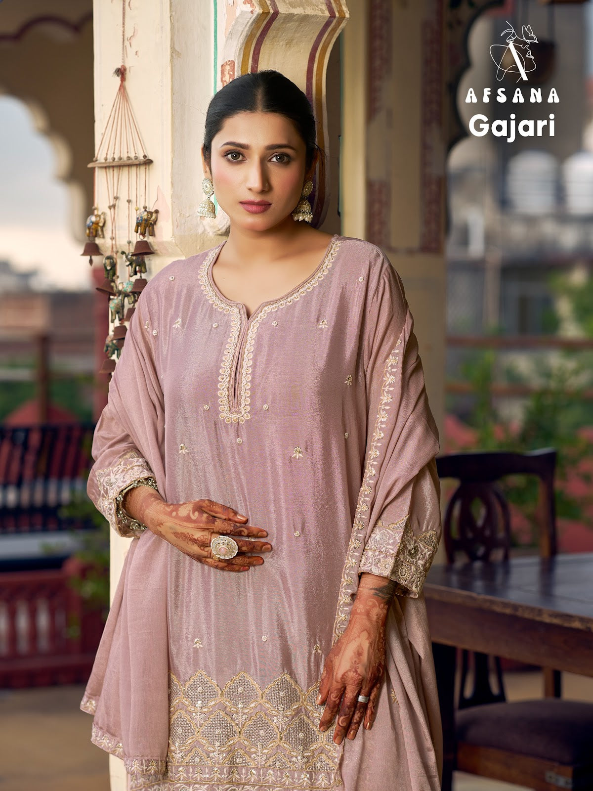 Gajari Afsana Chinon Pakistani Readymade Suits Wholesaler Gujarat