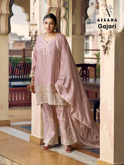 Gajari Afsana Chinon Pakistani Readymade Suits Wholesaler Gujarat