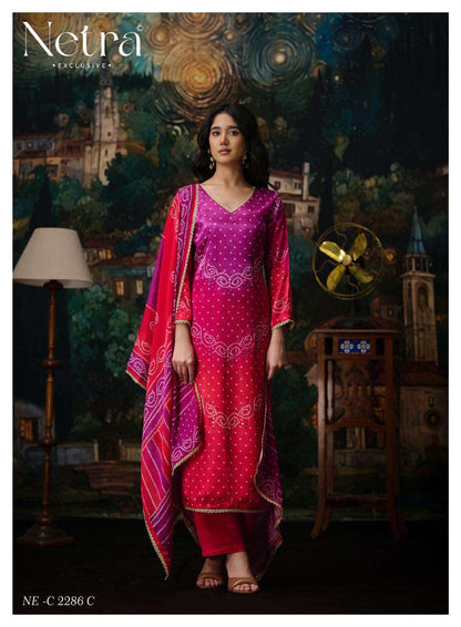 Gajji Vol 13 Netra Silk Pant Style Suits Wholesale Price