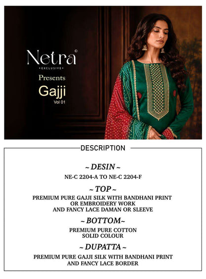 Gajji Vol 1 Netra Silk Pant Style Suits Manufacturer Ahmedabad