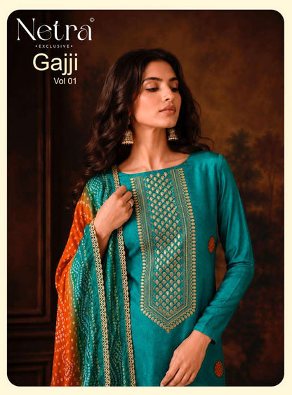 Gajji Vol 1 Netra Silk Pant Style Suits Manufacturer Ahmedabad