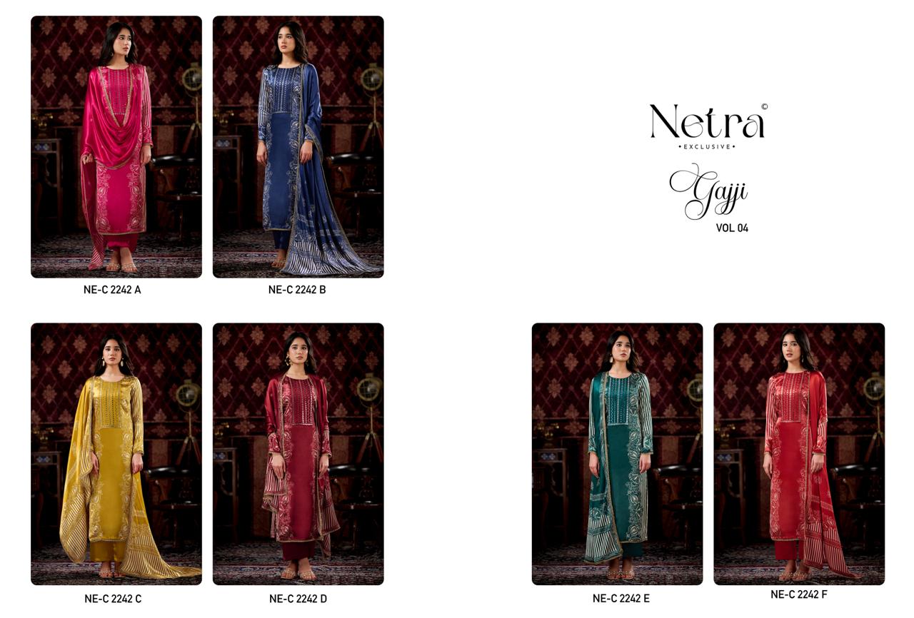 Gajji Vol 4 Netra Pant Style Suits Exporter India