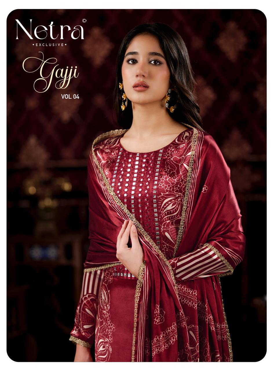 Gajji Vol 4 Netra Pant Style Suits Exporter India