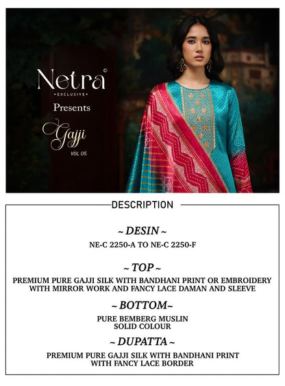 Gajji Vol 5 Netra Silk Pant Style Suits Wholesaler India