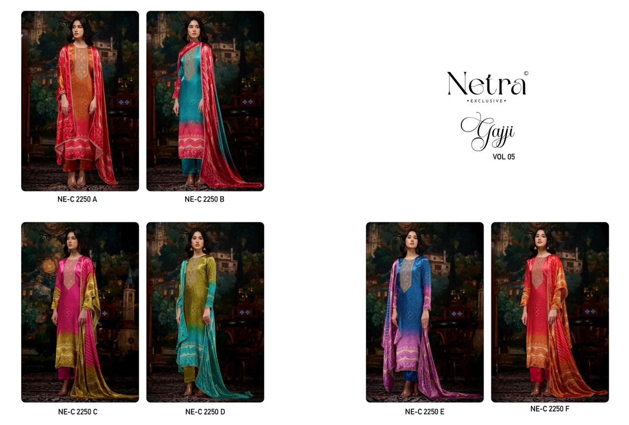 Gajji Vol 5 Netra Silk Pant Style Suits Wholesaler India