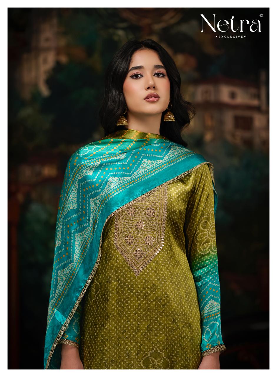 Gajji Vol 5 Netra Silk Pant Style Suits Wholesaler India