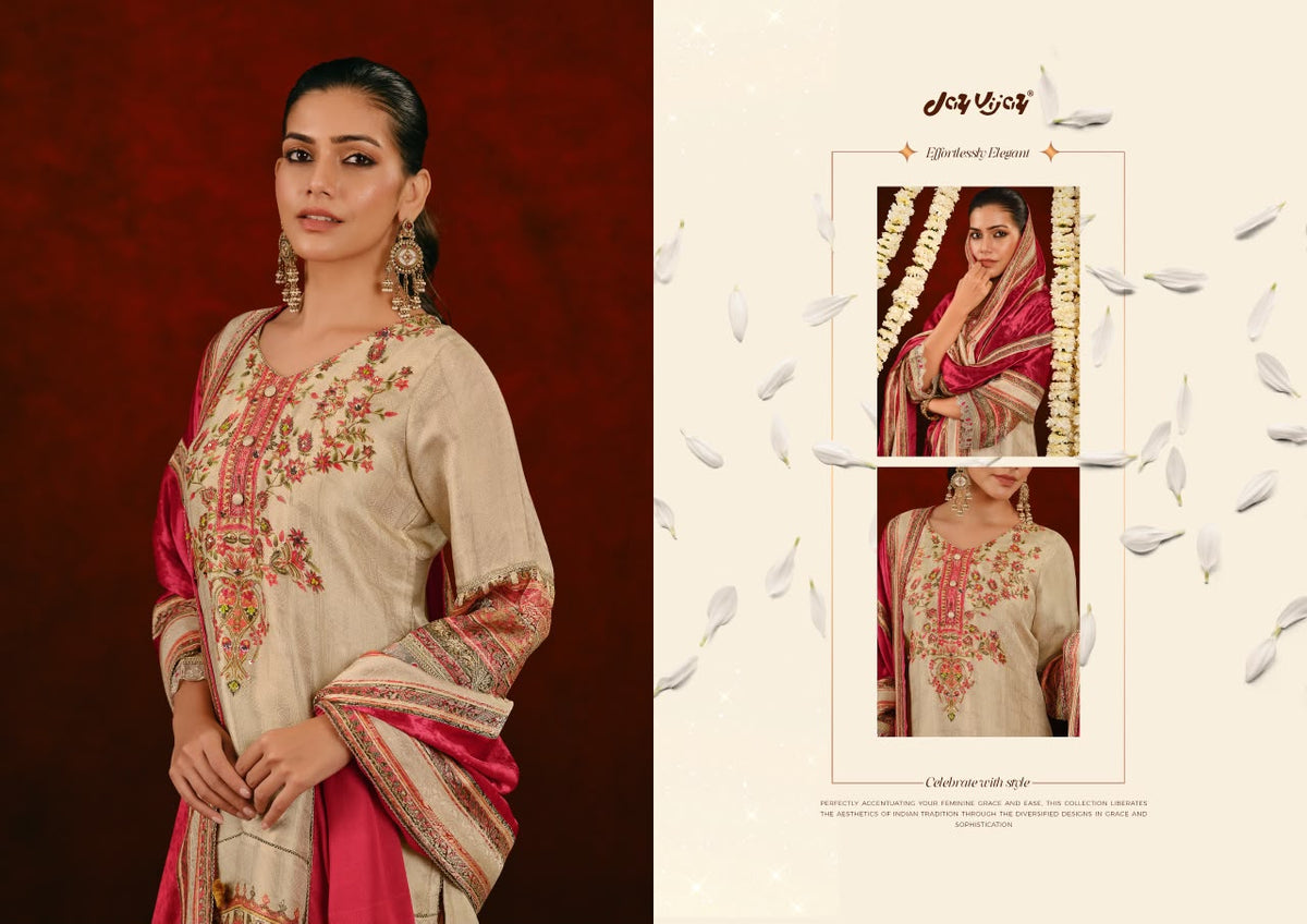 Gajrare Jay Vijay Silk Jacquard Plazzo Style Suits Manufacturer