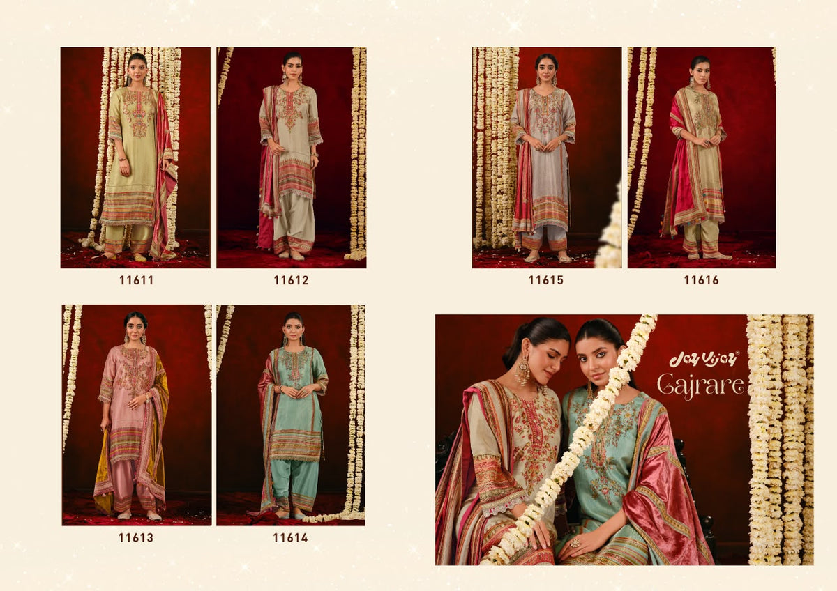 Gajrare Jay Vijay Silk Jacquard Plazzo Style Suits Manufacturer