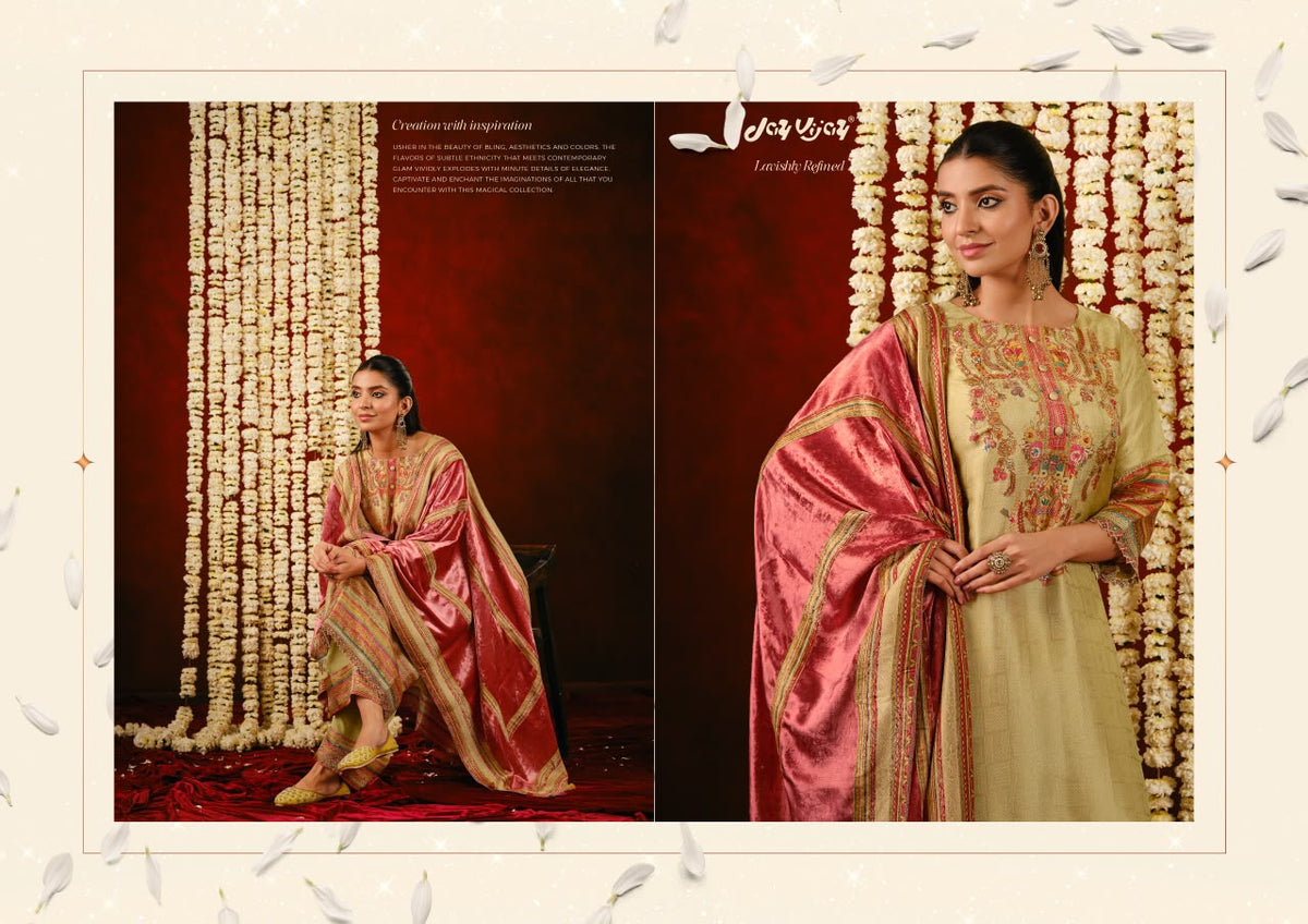 Gajrare Jay Vijay Silk Jacquard Plazzo Style Suits Manufacturer