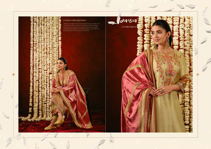 Gajrare Jay Vijay Silk Jacquard Plazzo Style Suits Manufacturer