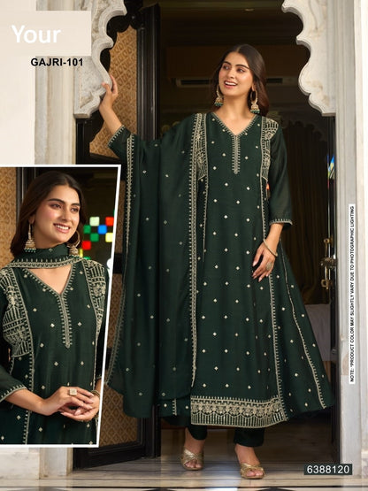 Gajri Your Vichitra Silk Readymade Anarkali Suits Wholesaler Ahmedabad