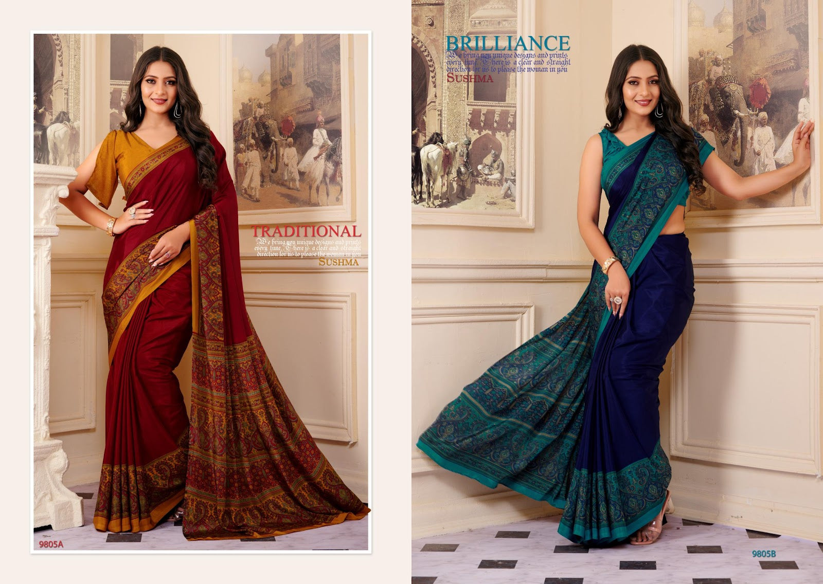 Gala Festival Sushma Crape Sarees Supplier Gujarat