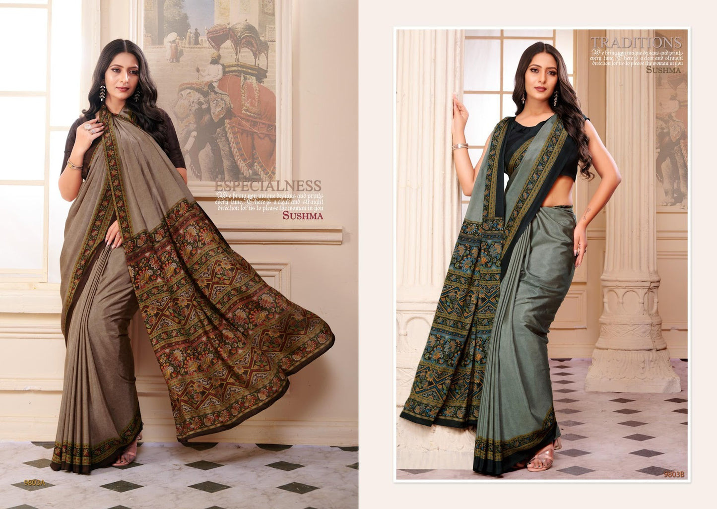 Gala Festival Sushma Crape Sarees Supplier Gujarat